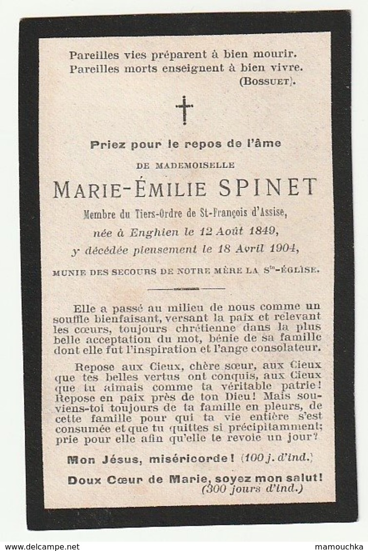 Décès Marie Emilie SPINET Enghien 1849 - 1904 - Devotion Images