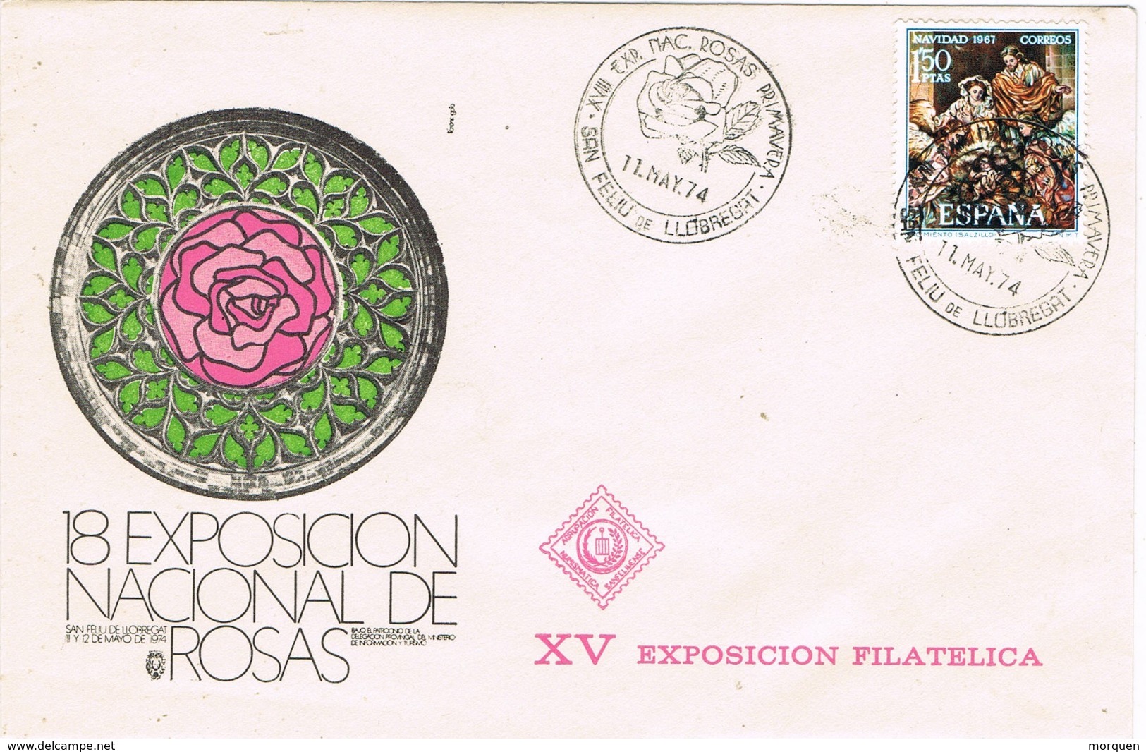 34136. Carta SAN FELIU De LLOBREGAT (Barcelona) 1974. Exposicion Rosas - Cartas & Documentos