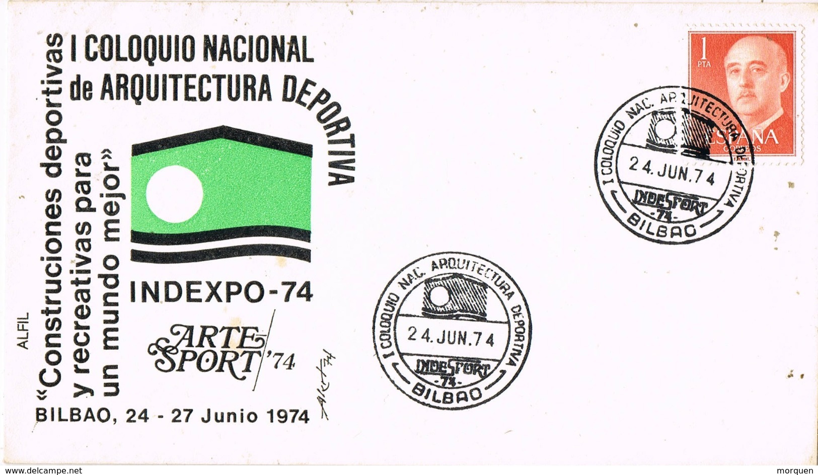 34139. Carta BILBAO 1974. Coloquio Arquitectura Deportiva. INDESPORT 74 - Cartas & Documentos