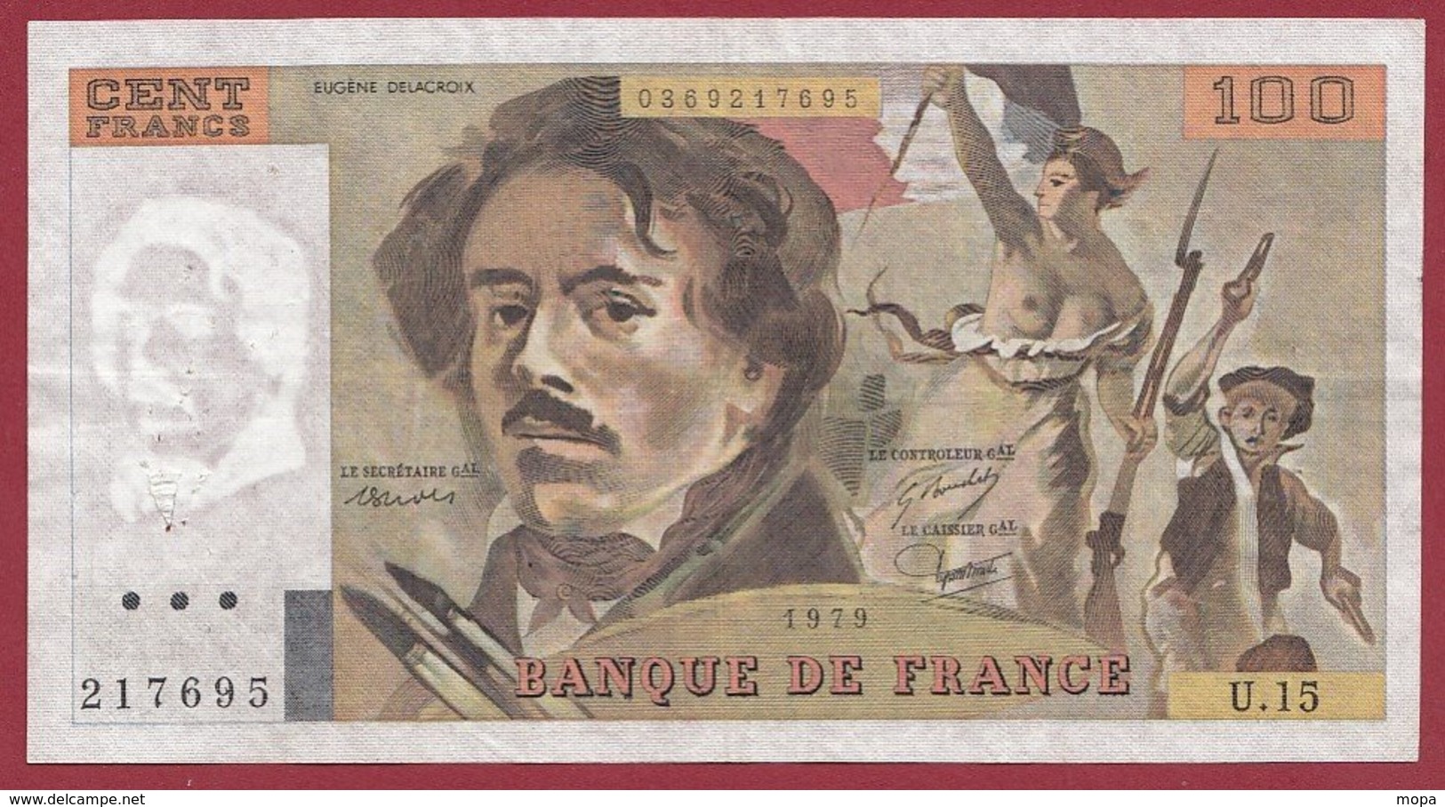 100 Francs "Delacroix" 1979 ---F/TTB+--Série -U.15 - 100 F 1978-1995 ''Delacroix''