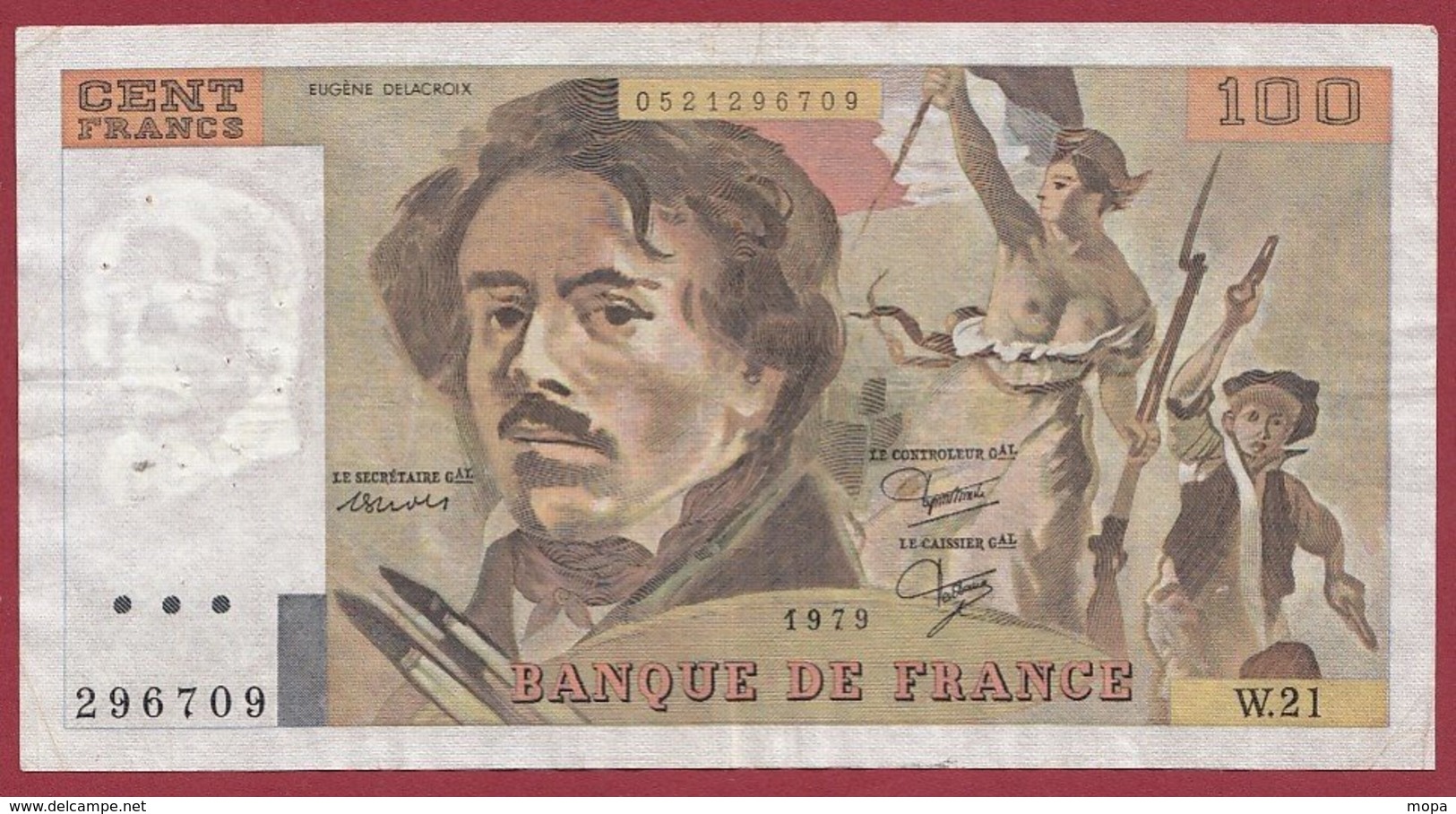 100 Francs "Delacroix" 1979 --VG/TTB--Série -W.21 - 100 F 1978-1995 ''Delacroix''