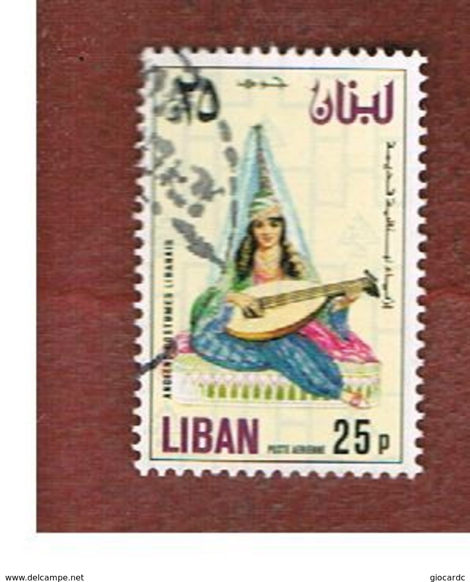 LIBANO (LEBANON) -  SG 1250 - 1978 ANCIENT COSTUMES: GIRL WITH LUTE  (OVERPRINTED)  - USED ° - Libano