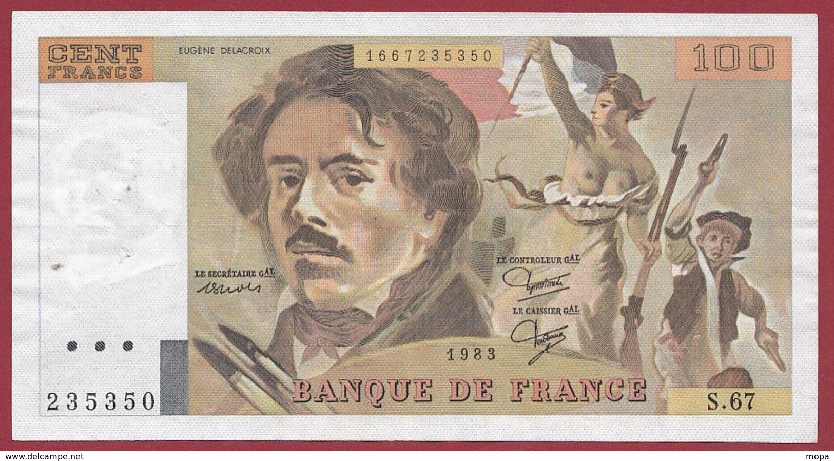 100 Francs "Delacroix" 1983 --VF/SUP--Série -S.67 - 100 F 1978-1995 ''Delacroix''