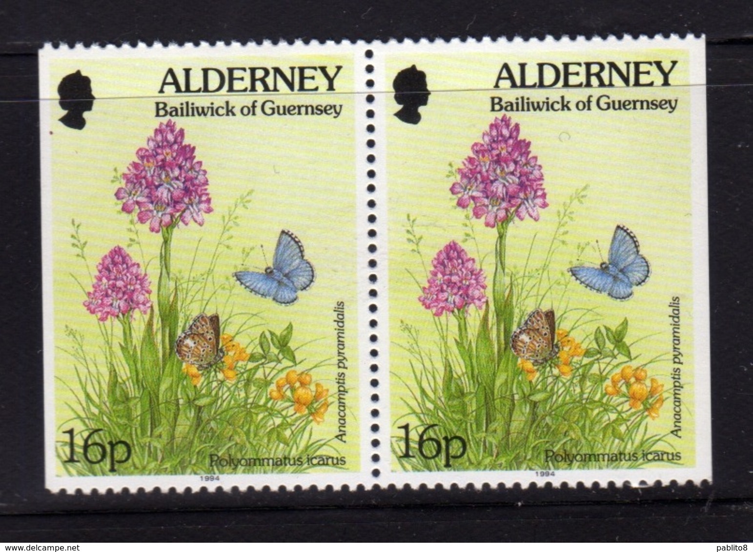 ALDERNEY 1994 1995 FLORA AND FAUNA 16p PAIR FROM BOOKLET COPPIA DA LIBRETTO MNH - Alderney