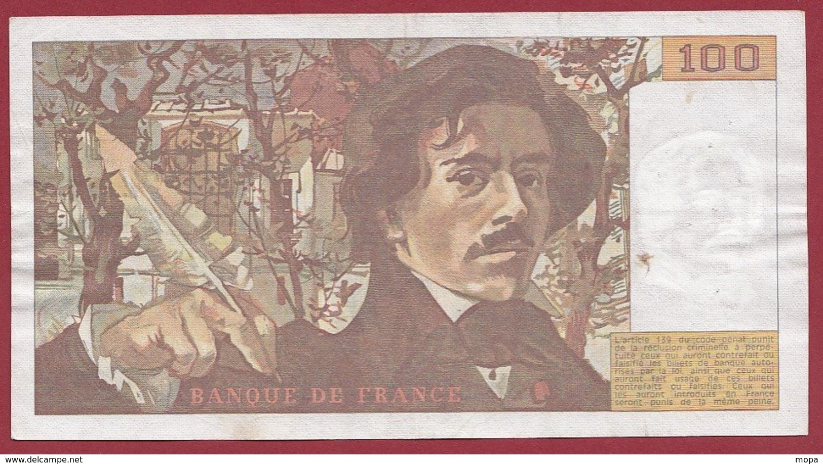 100 Francs "Delacroix" 1986 --F/TTB+--Série -W.102 - 100 F 1978-1995 ''Delacroix''