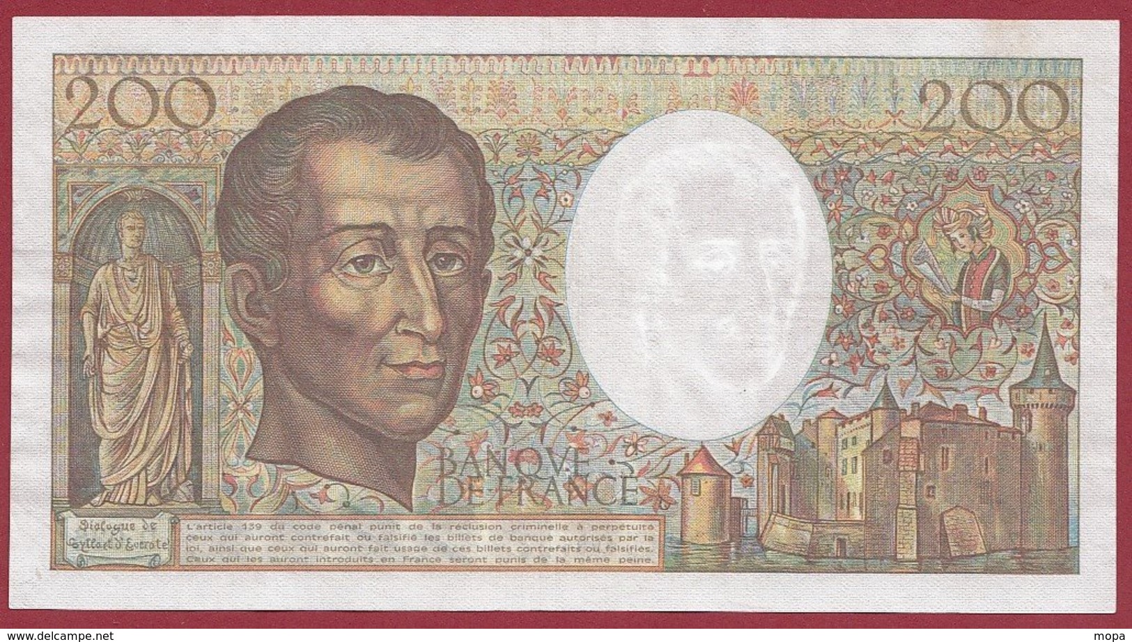 200 Francs "Montesquieu" 1985 --VF/SUP--Série -D.036 - 200 F 1981-1994 ''Montesquieu''
