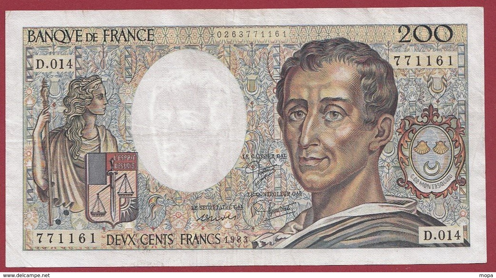 200 Francs "Montesquieu" 1983 --F/TTB+--Série -D.014 - 200 F 1981-1994 ''Montesquieu''