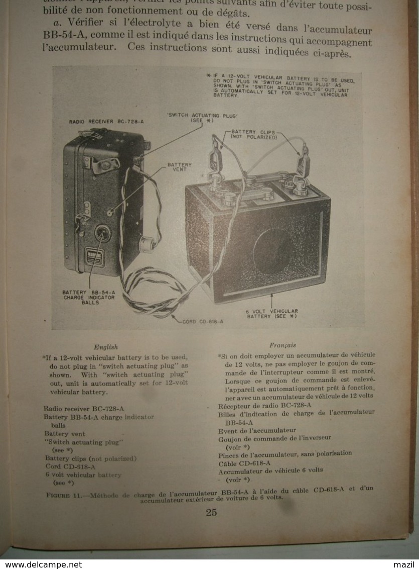 - 11-859 ( French ) Manuel Technique Appareil  De Radio SCR- 593 A   19 Aout 1943 - Altri & Non Classificati