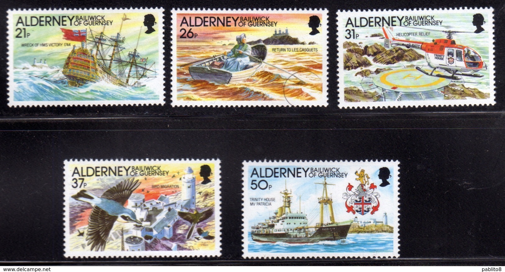 ALDERNEY 1991 HISTORY OF CASQUETS LIGHTHOUSE AUTOMATION FARO AUTOMATICO COMPLETE SET SERIE COMPLETE MNH - Alderney