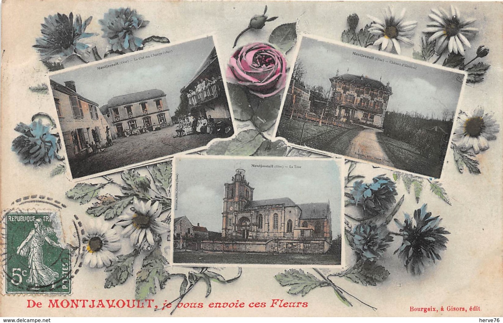 De MONTJAVOULT, Je Vous Envoie Ces Fleurs - CPA Fantaisie - Multivues - Montjavoult