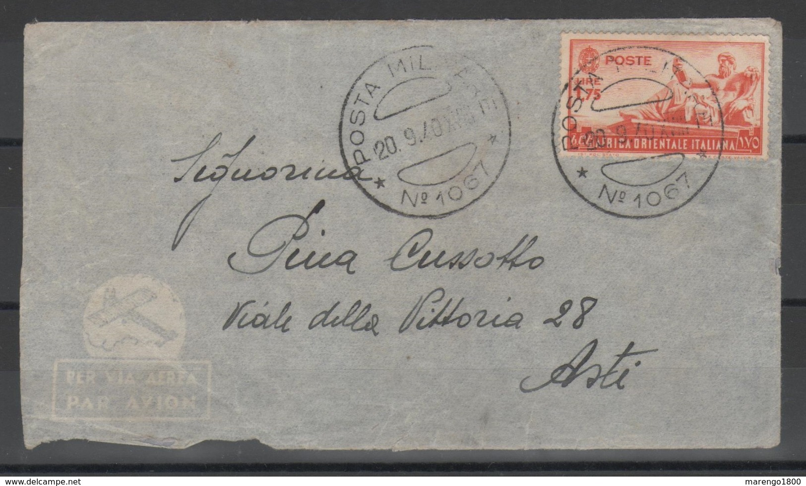 A.O.I. 1940 - Lettera Posta Aerea Verificata Per Censura            (g6021) - Africa Orientale Italiana