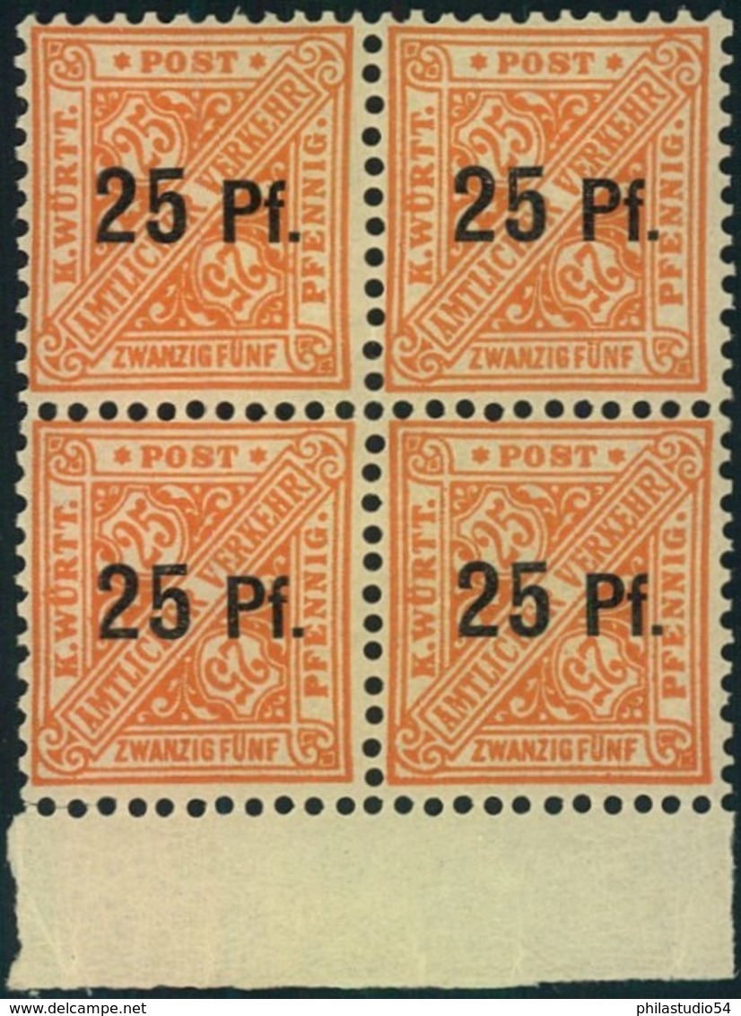 1917, Dienstmarke Ziffer In Schilernd "25 Pf" Auf "25" Postfrischer Viererblock - Mi 240 Y - 320,- + - Nuevos