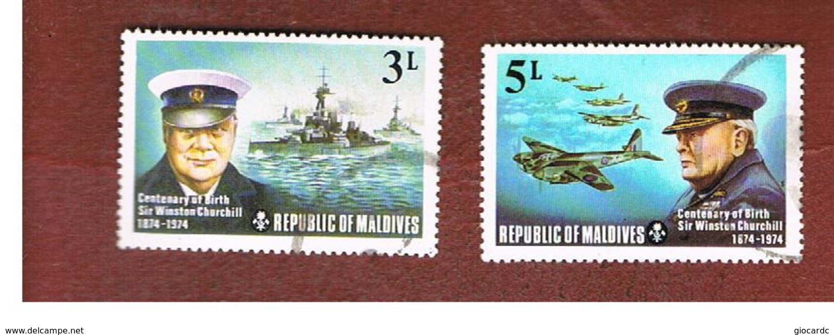 MALDIVE   - SG 537.539 -   1974 SIR W. CHURCHILL : SHIPS, AIRPLANES         -  USED ° - Maldive (1965-...)