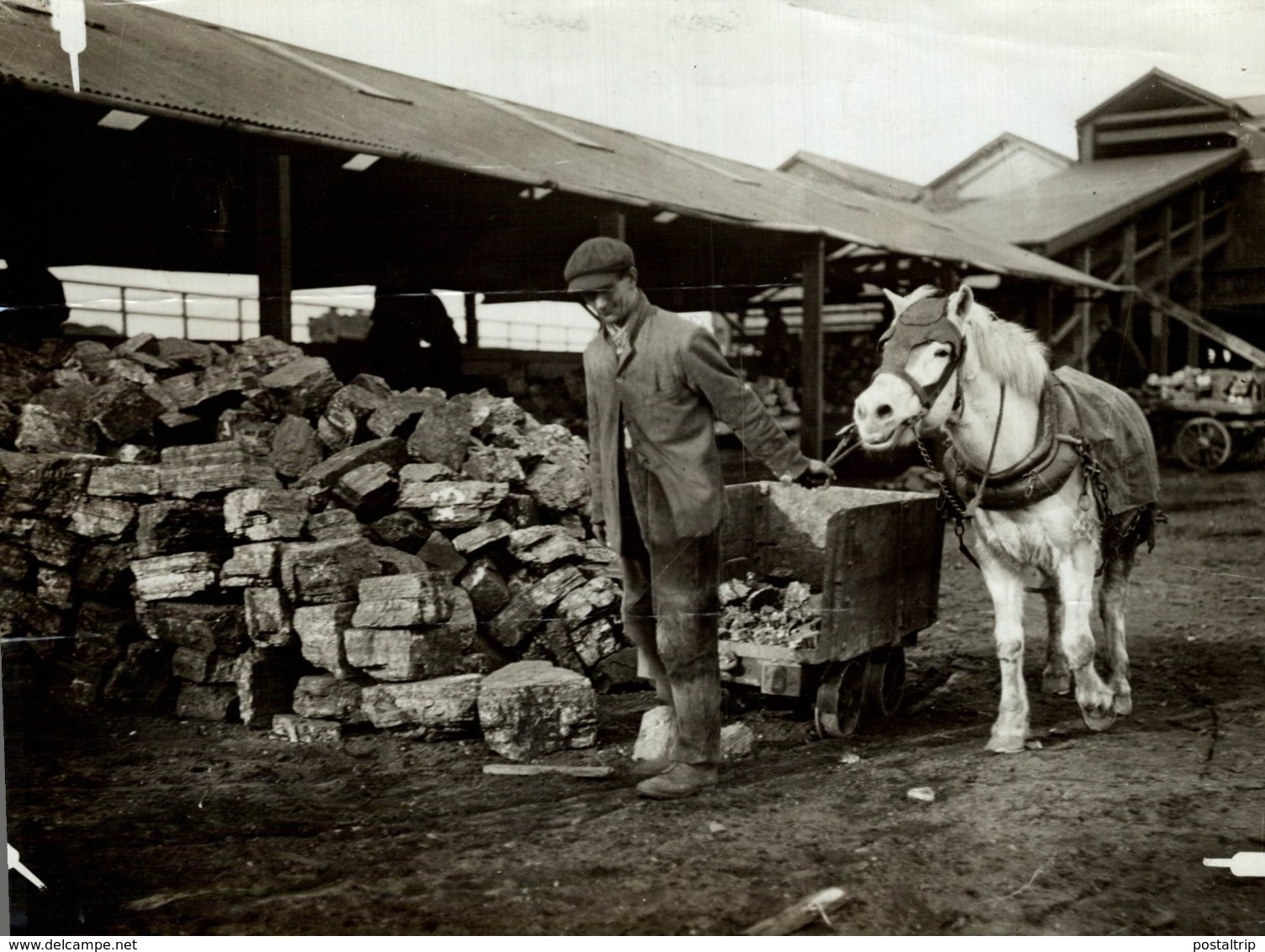 COAL STRIKE DERBYSHIRE PONIES PIT  21*16cm MINERIA, MINIERE, MIJNBOUW, BERGBAU Fonds Victor FORBIN (1864-1947) - Profesiones