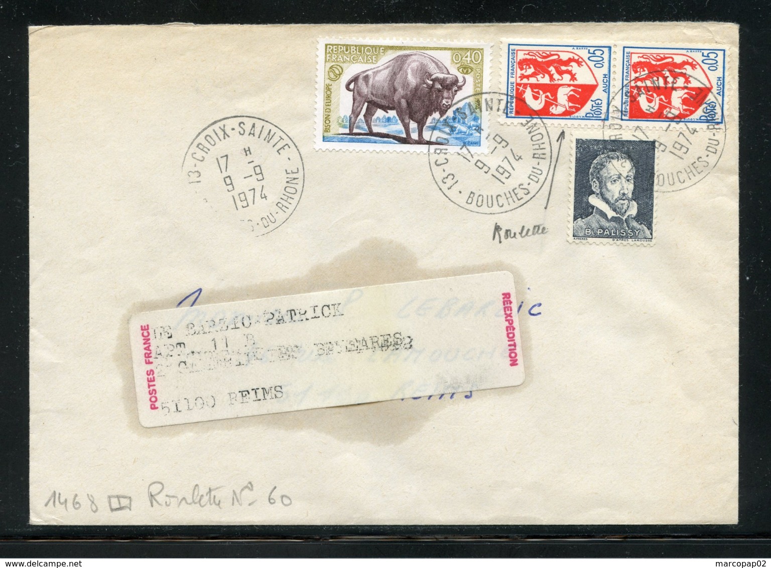 LSI Du 9/9/74 Au Tarif Du 4/1/1971 Avec Paire Du 5c AUCH Provenant De Roulette MAURY N° 47 + Vignette Palissy - Coil Stamps