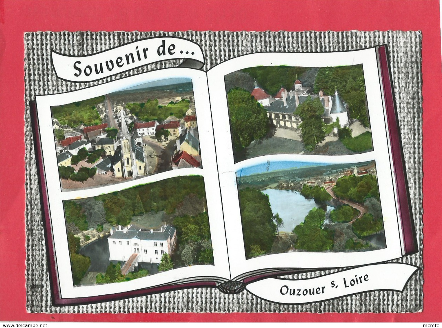 CPSM Grand Format - Ouzouer Sur Loire   -(Loiret) - Place De L'église-L'Orme-Les Gués-Dampierre En Burly:l'étang (livre) - Ouzouer Sur Loire