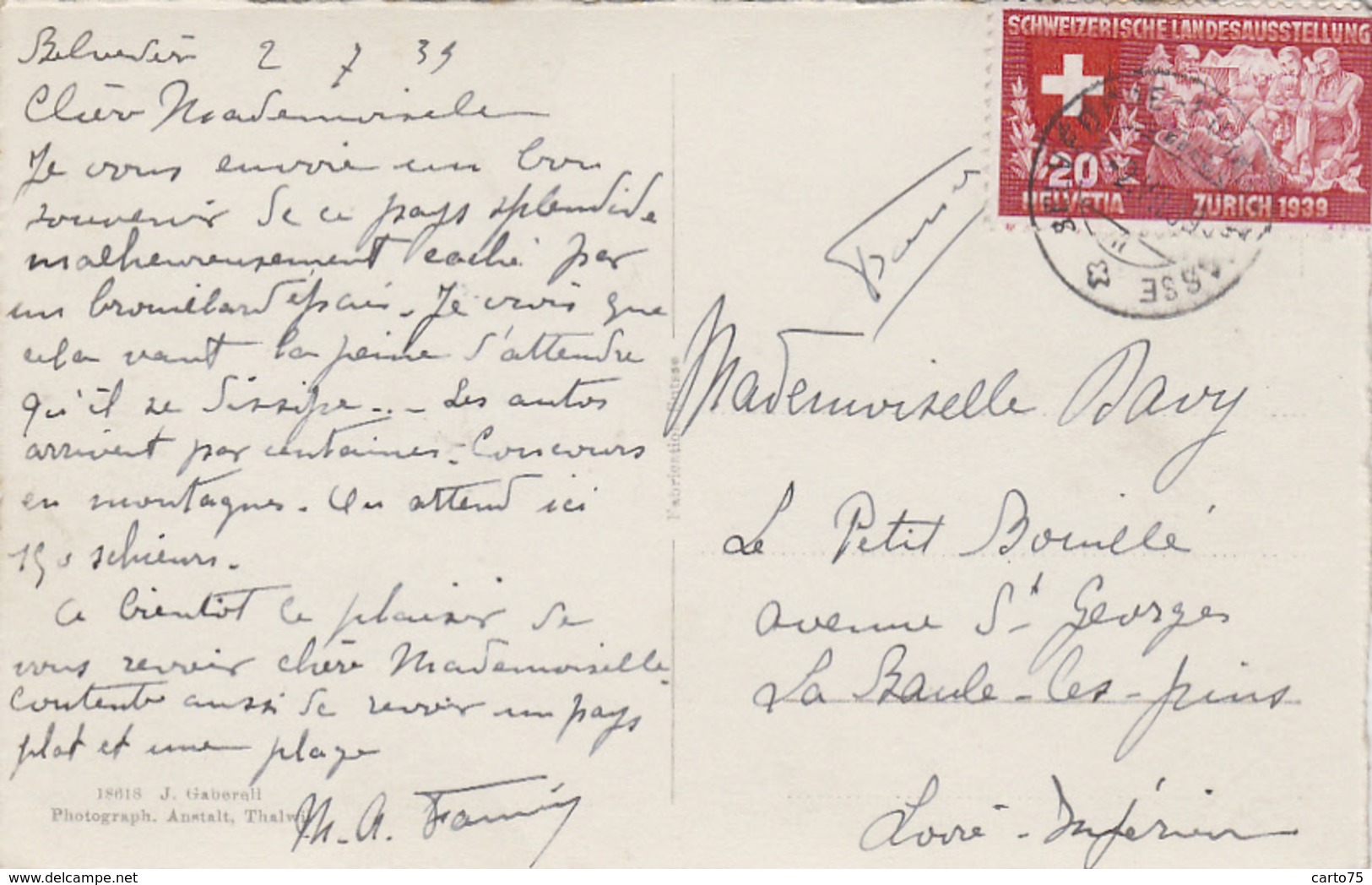 Suisse - Furkastrasse - Hotel  Belvedere Und Rhonegletscher - Automobile - Postmarked 1939 - Other & Unclassified