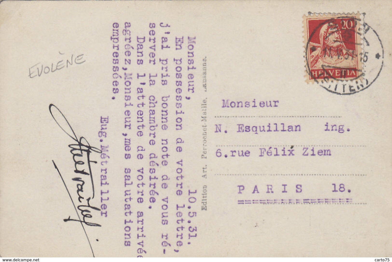 Suisse - Evolène - Dent Blanche Et Dents De Veisivi - Postmarked 1931 - Evolène