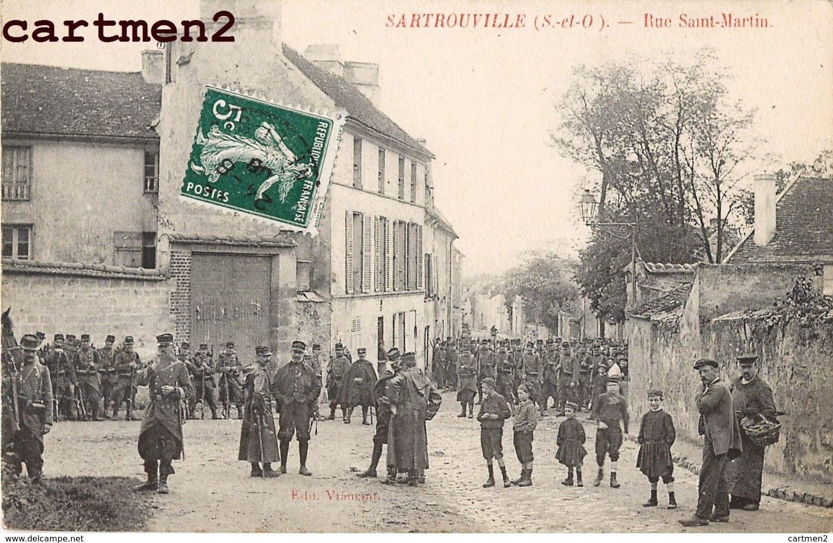 SARTROUVILLE RUE SAINT-MARTIN ANIMEE MILITAIRES SOLDATS GREVE ? EVENEMENT ? 78 YVELINES - Sartrouville