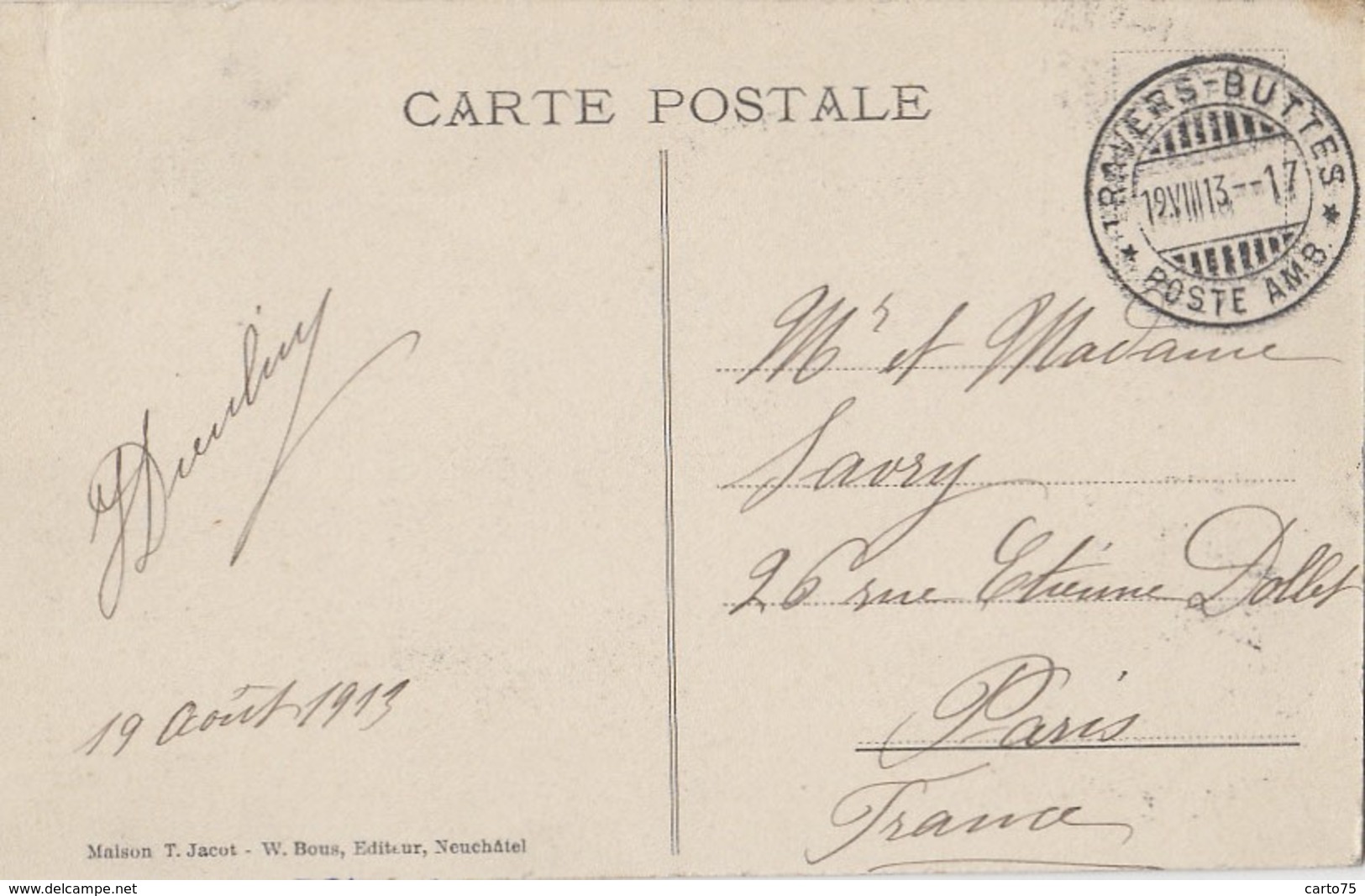 Suisse - Fleurier - Vue Générale - Postmarked 1913 - Fleurier