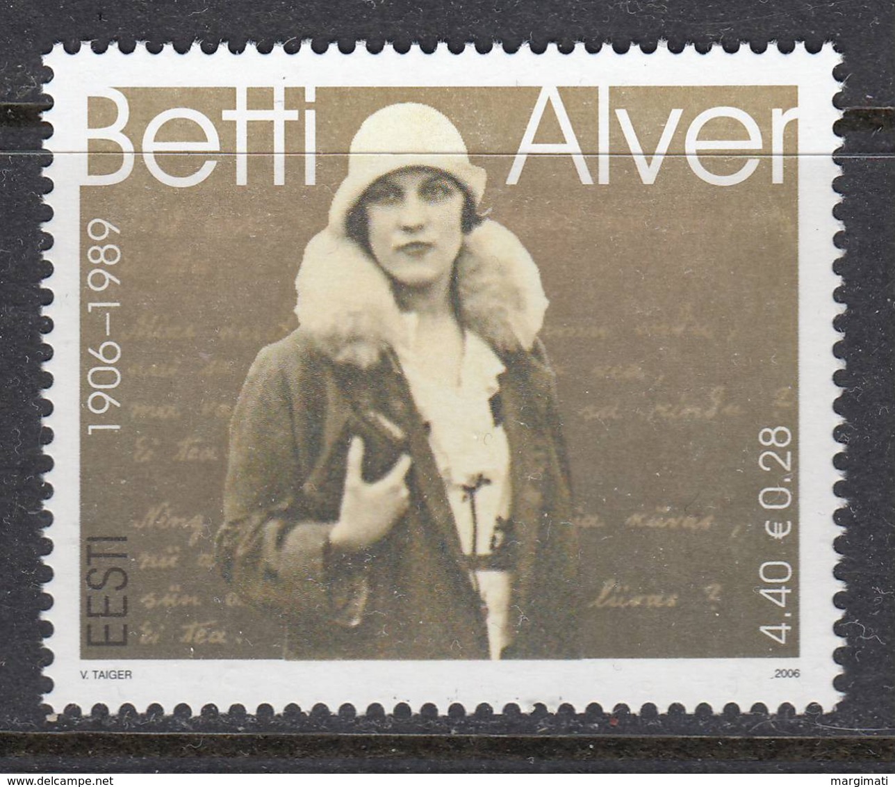 Estland 2006.The 100th Anniversary Of The Birth Of Poetess Betti Alver. MNH. Pf. - Estland