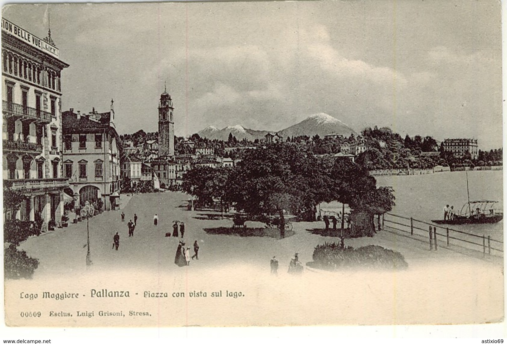 PALLANZA PIAZZA CON VISTA SUL LAGO MAGGIORE TIMBRO HOTEL BELLEVUE - Verbania