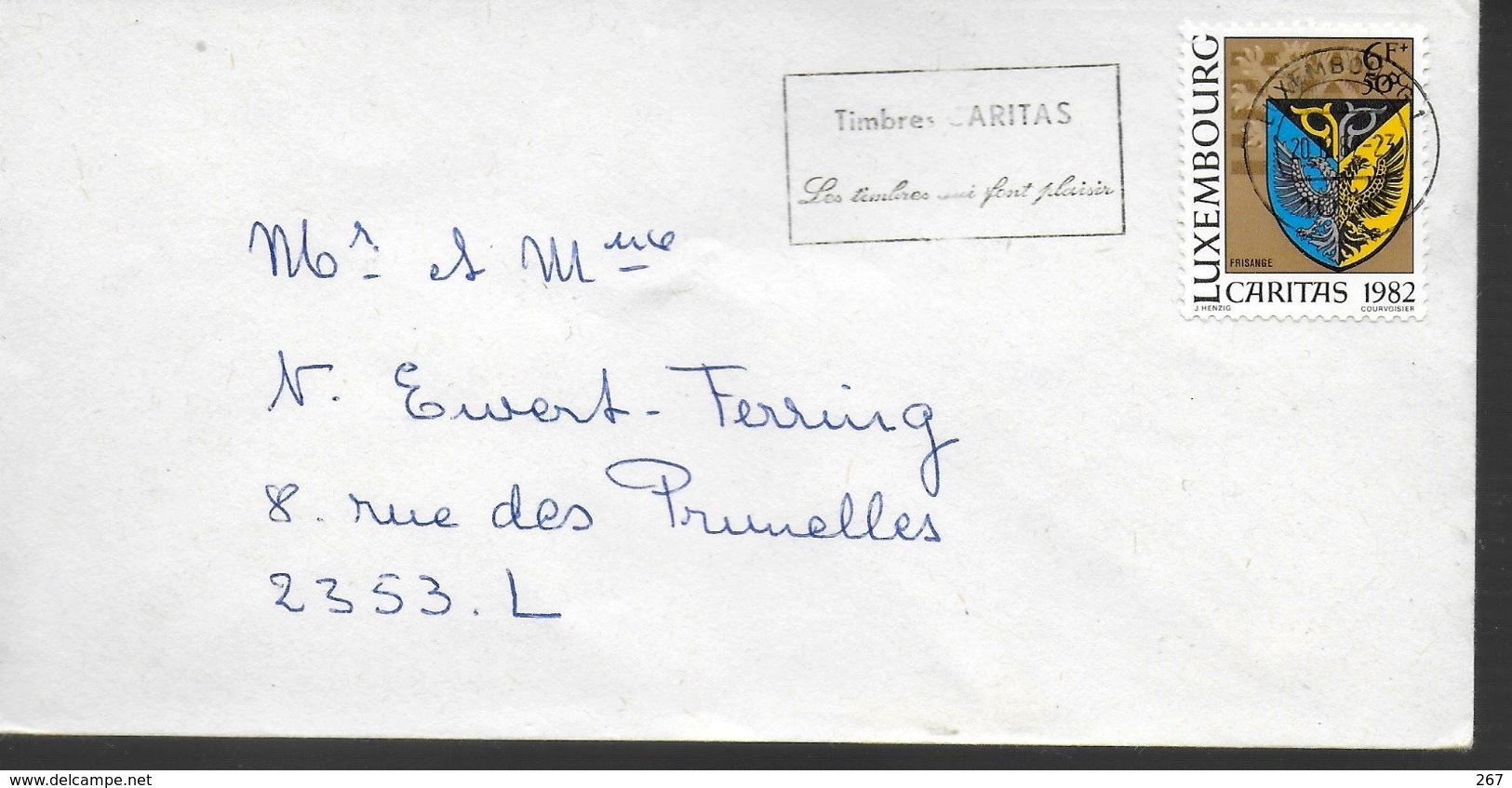 LUXEMBOURG Lettre  1982 Caritas  Armoiries Frisange - Covers