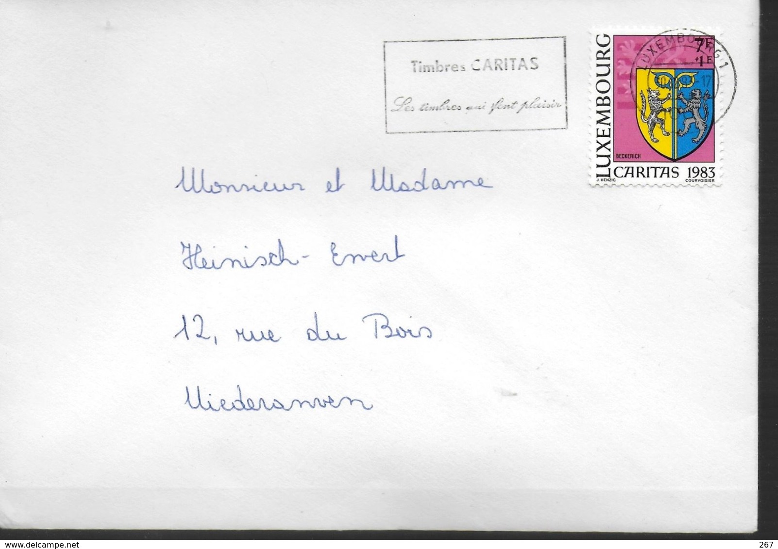 LUXEMBOURG Lettre 1983  Caritas  Armoiries Beckerich - Covers