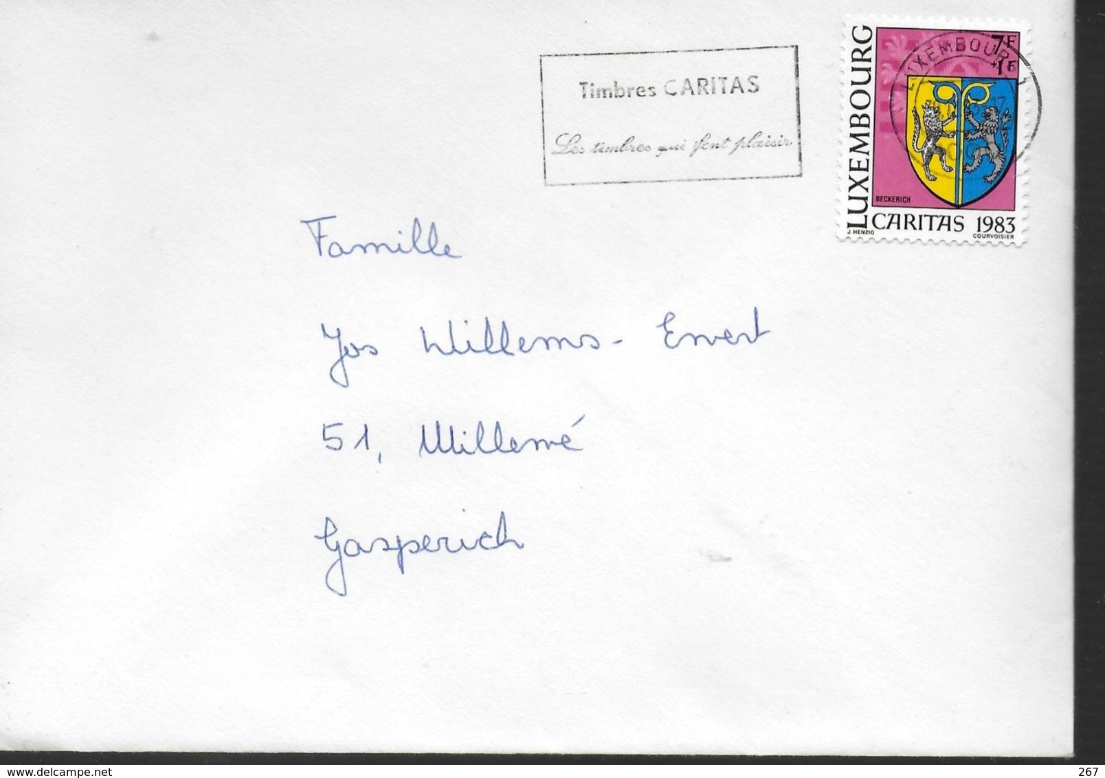 LUXEMBOURG Lettre 1983  Caritas  Armoiries Beckerich - Briefe U. Dokumente