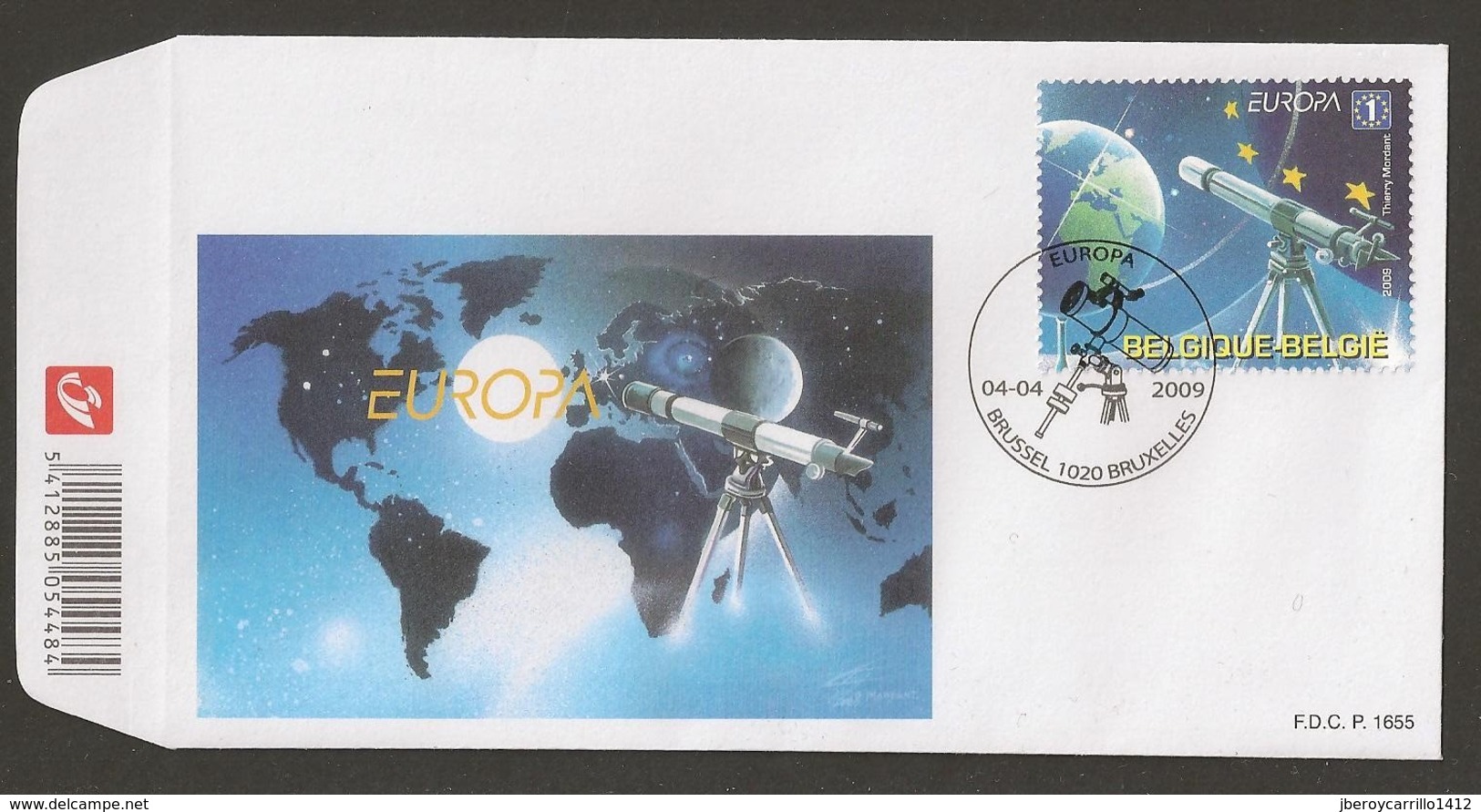 BELGICA / /BELGIUM /BELGIQUE / BELGIE - EUROPA 2009  - TEMA  "ASTRONOMIA" -FDC Del SELLO  Procedente De La Hojita Bloque - 2009