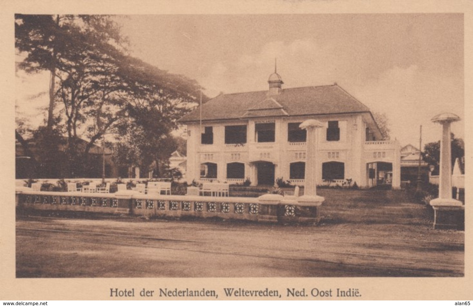 Weltevreden Dutch East Indies, Indonesia Netherlands Colonial Era, Hotel Der Nederlanden, C1920s/30s Vintage Postcard - Indonesia