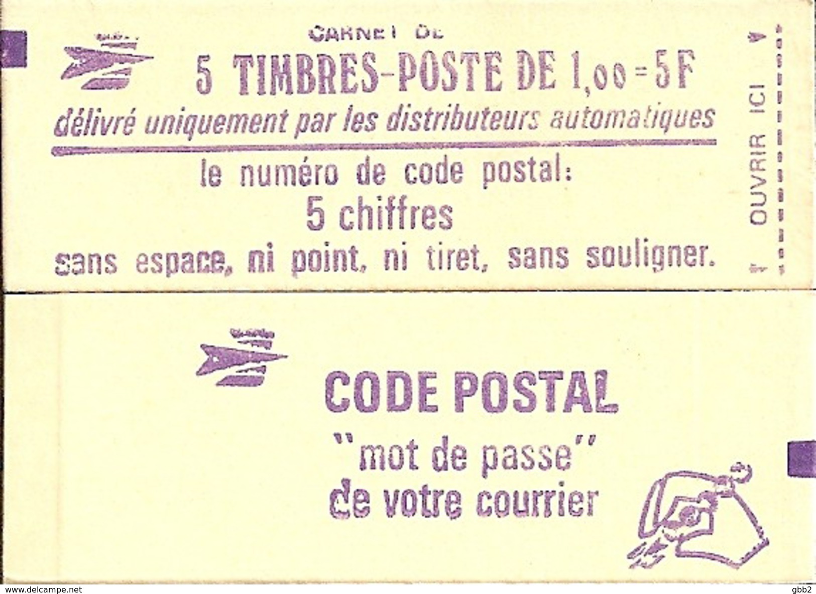 CARNET 1972-C 1 Sabine "CODE POSTAL" Fermé Gomme Brillante état Soigné Bas Prix RARE Et Peu Proposé - Altri & Non Classificati