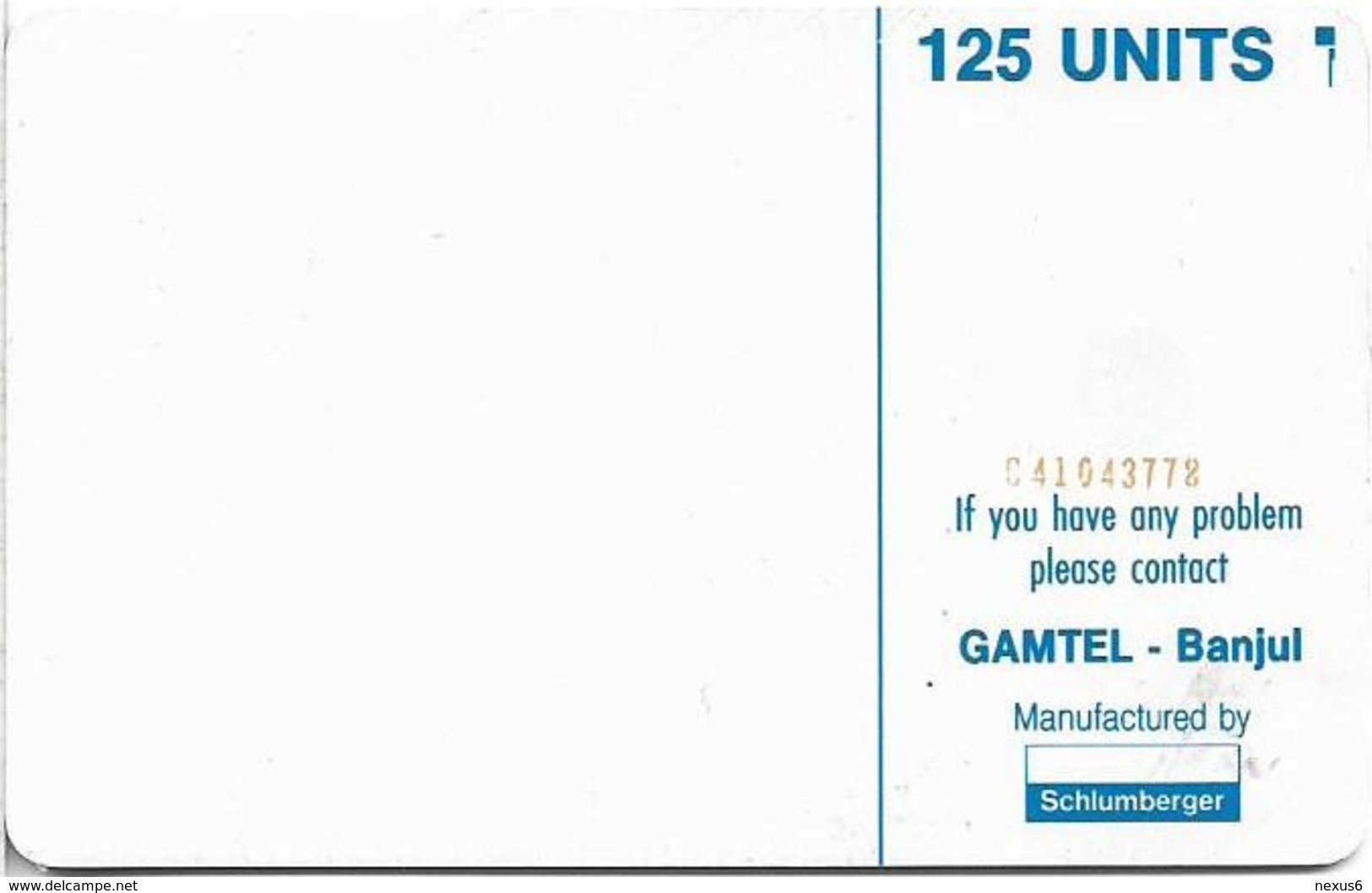 Gambia - Gamtel - Logo Orange, 125Units, SC5 ISO, Cn. C41043778 Red, No Hole On Rev, Matt Surface, Used - Gambie