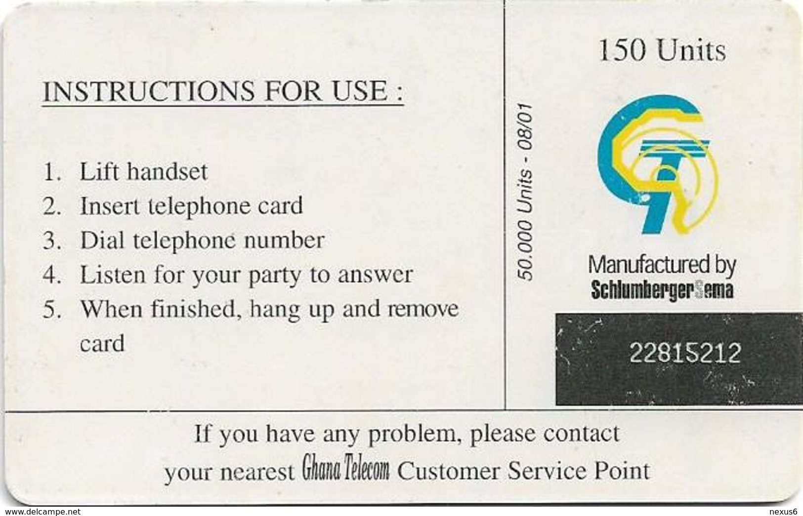 Ghana - Ghana Telecom - Akosombo Dam - 08.2001, 150U, 50.000ex, Used - Ghana