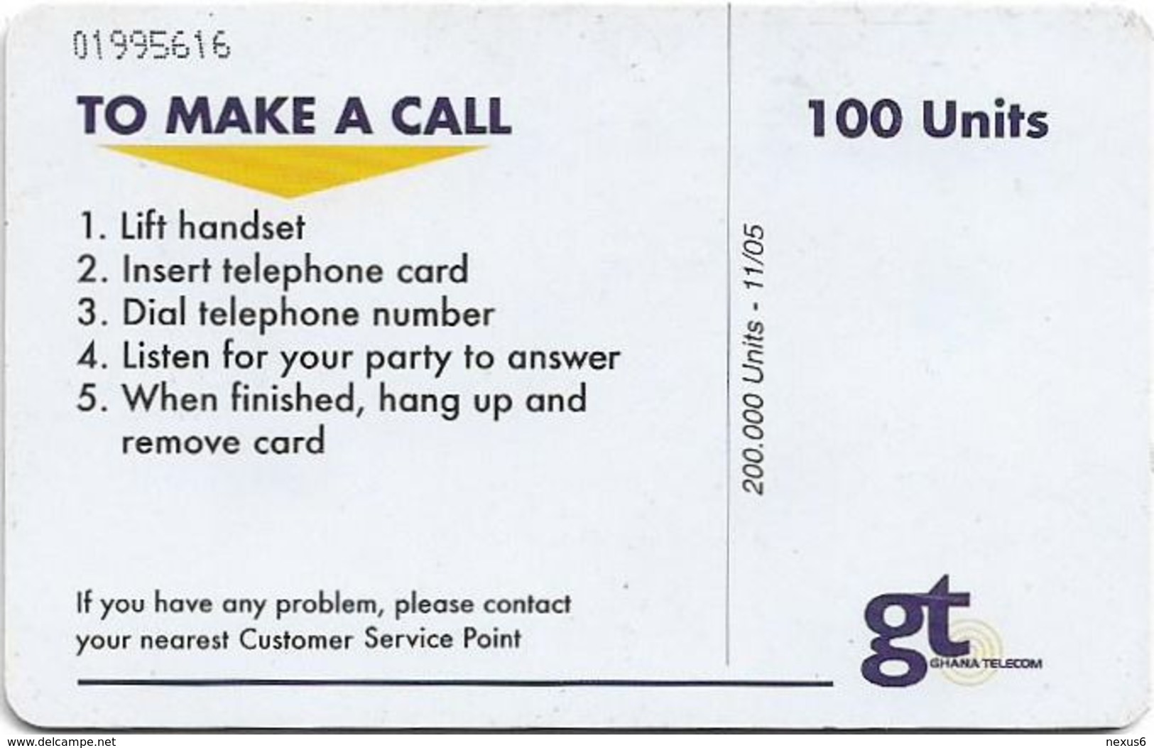 Ghana - Ghana Telecom - Christmas - 11.2005, 100U, Chip AX03, 200.000ex, Used - Ghana