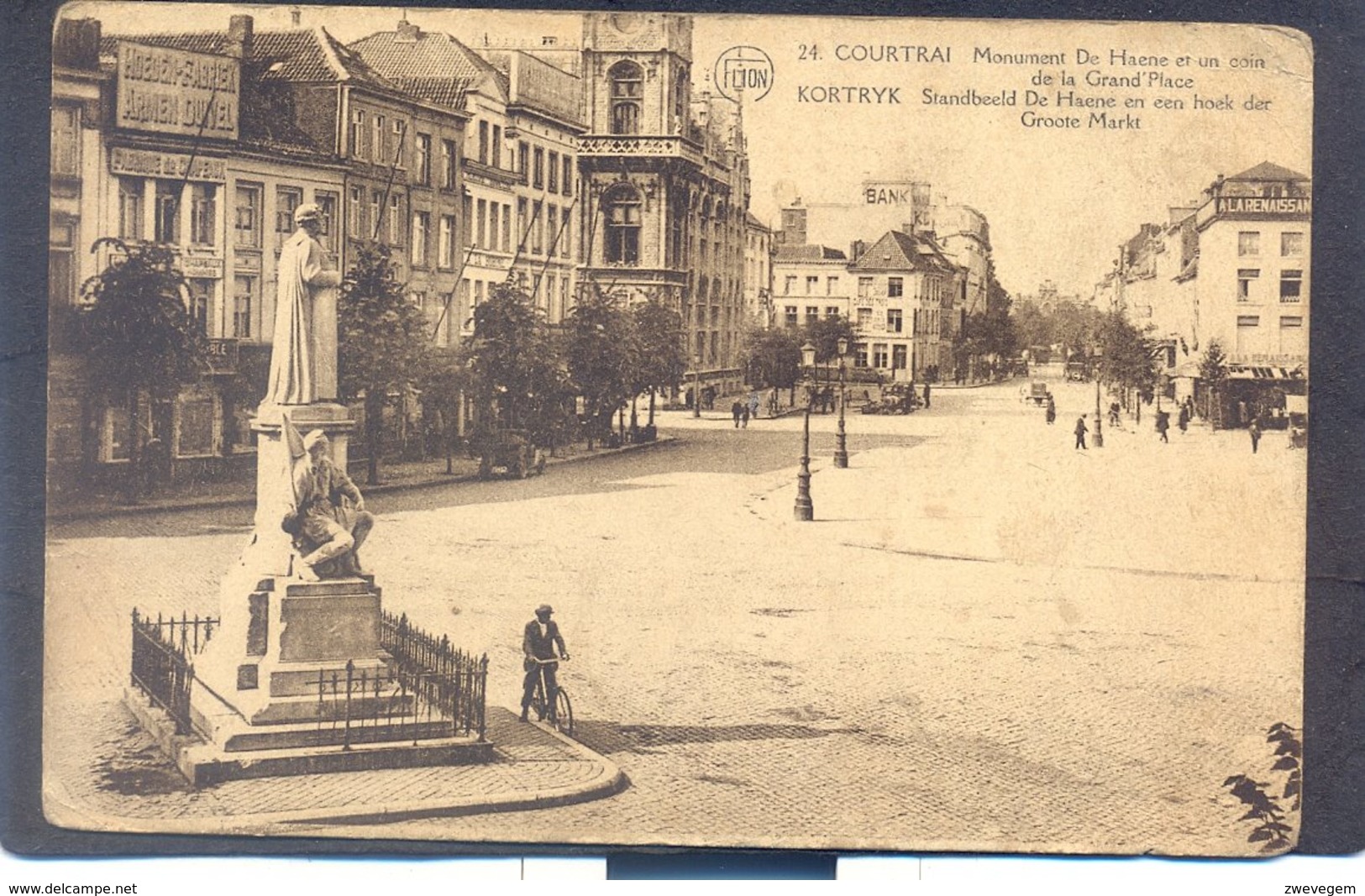 24. COURTRAI - Monument De Haene Et Un Coin De La Grand'Place - Kortryk, Standbeeld De Haene ... - Kortrijk