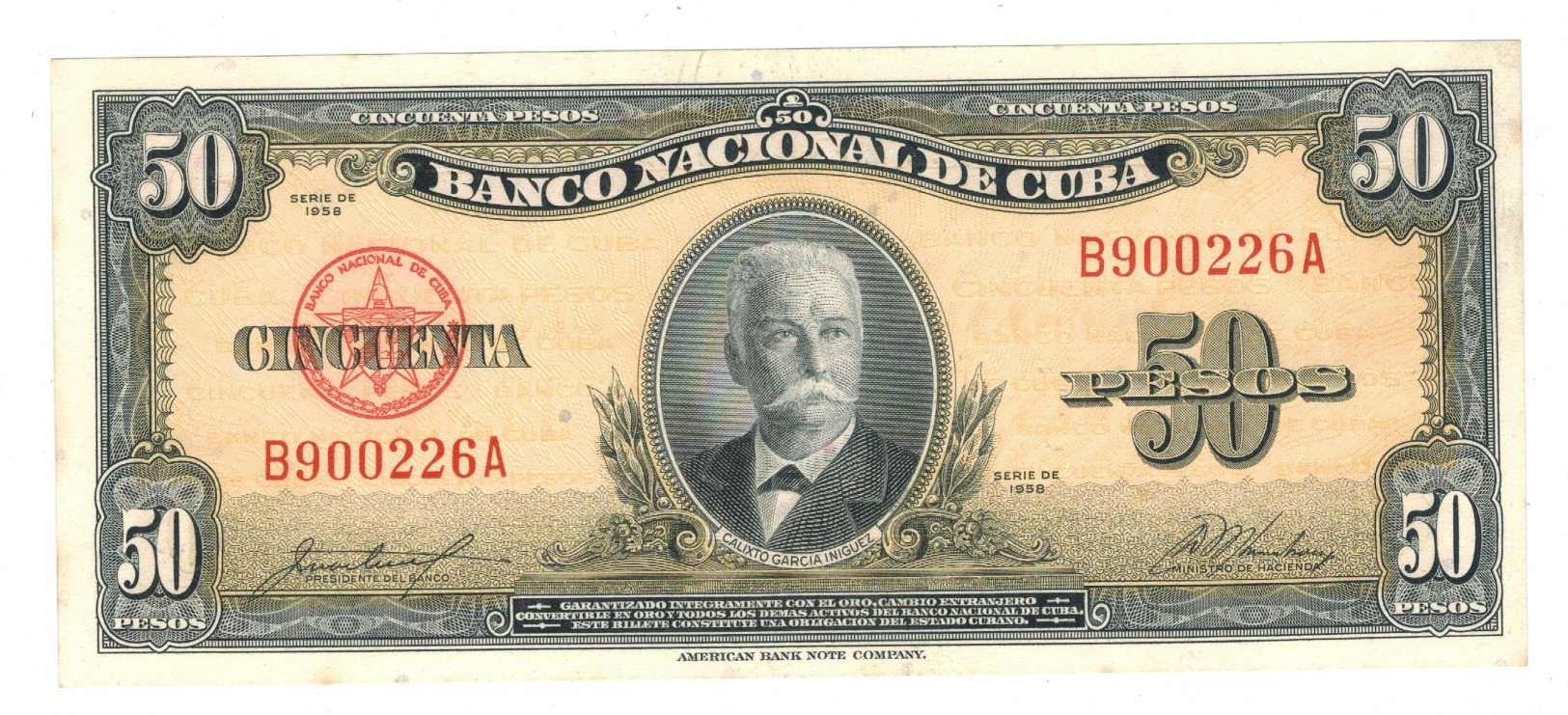 Cuba 50 Pesos 1958. UNC. - Kuba