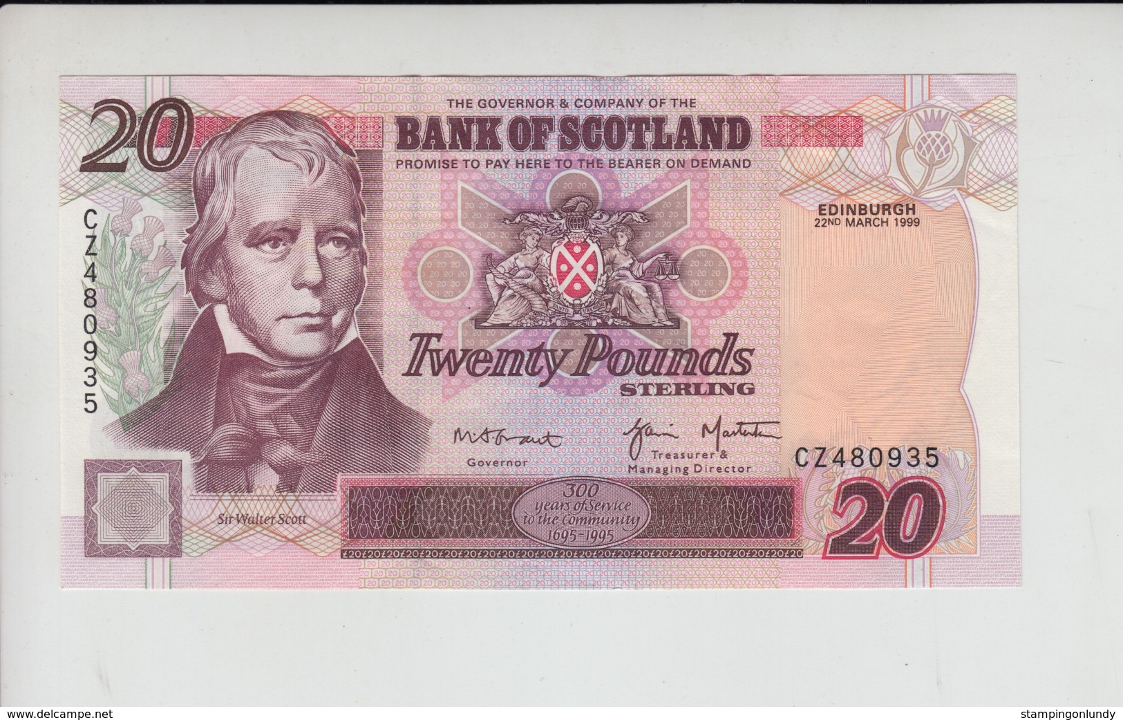 AB120. Bank Of Scotland £20 Banknote 22nd March 1999. #CZ480935 FREE UK P+PBUY 1 GET 1 (CHEAPEST) 1/2 PRICE BANKNOTES - 20 Pounds