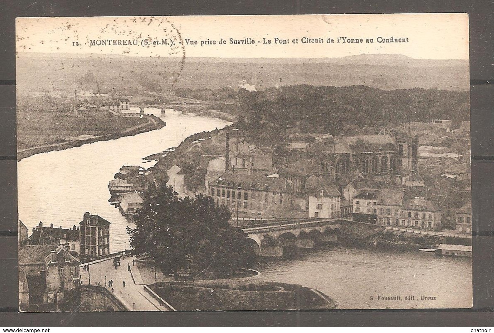 Sur Carte Postale MONTEREAU  Seine Et Marne    Oblit  Daguin (peche Chasse)sur 20 C Semeuse  1934 - 1906-38 Semeuse Con Cameo