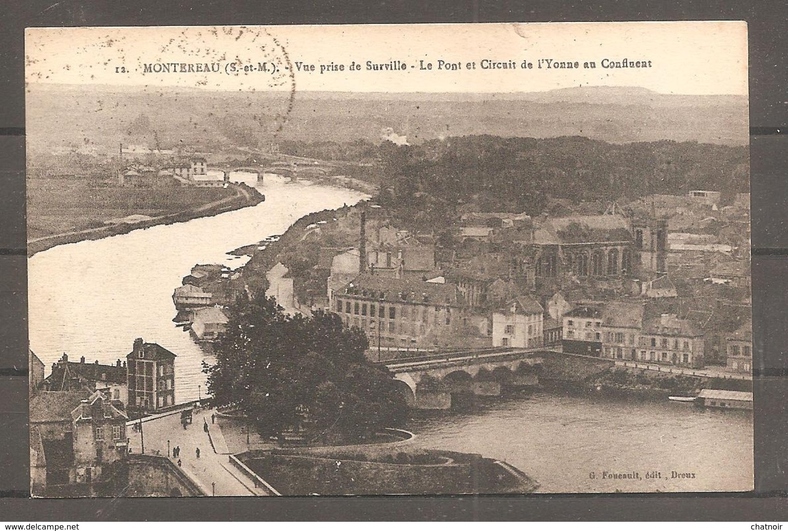 Sur Carte Postale MONTEREAU  Seine Et Marne    Oblit  Daguin (peche Chasse)sur 20 C Semeuse  1934 - 1906-38 Säerin, Untergrund Glatt