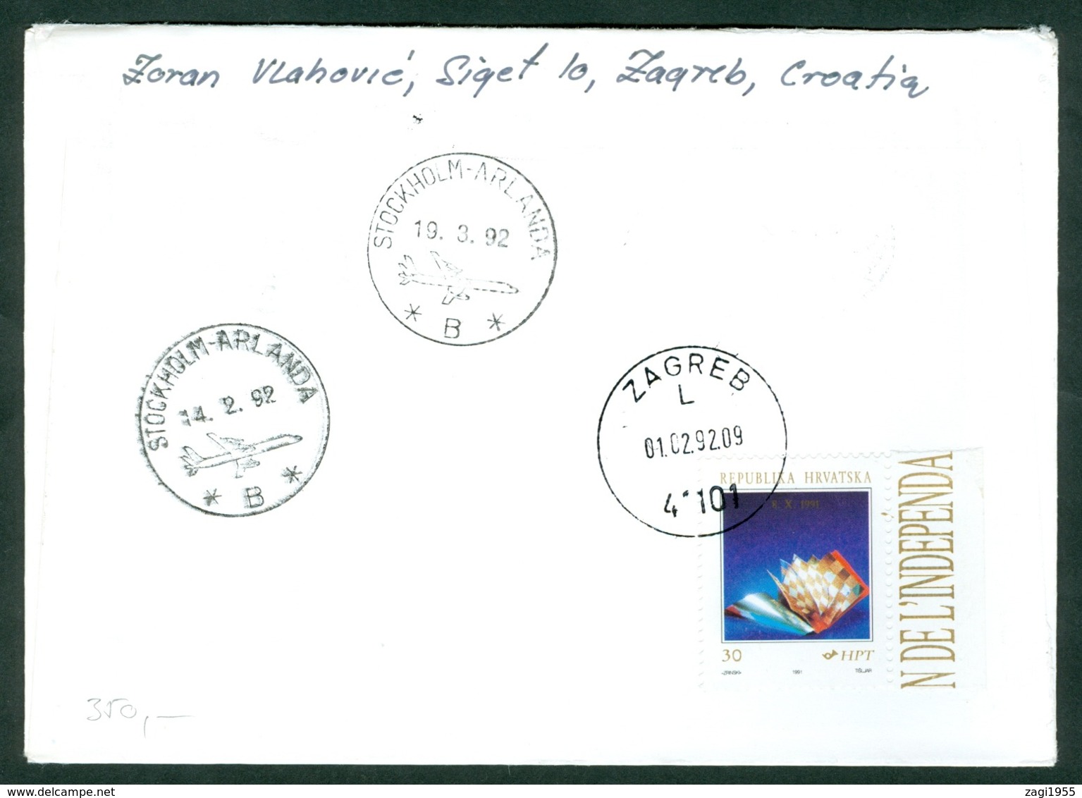 Croatia 1992 FDC Famous Croats Definitive Issue Jelacic Compulsory Stamps With Promotion Cancel Sent Abroad ERROR Letter - Kroatien