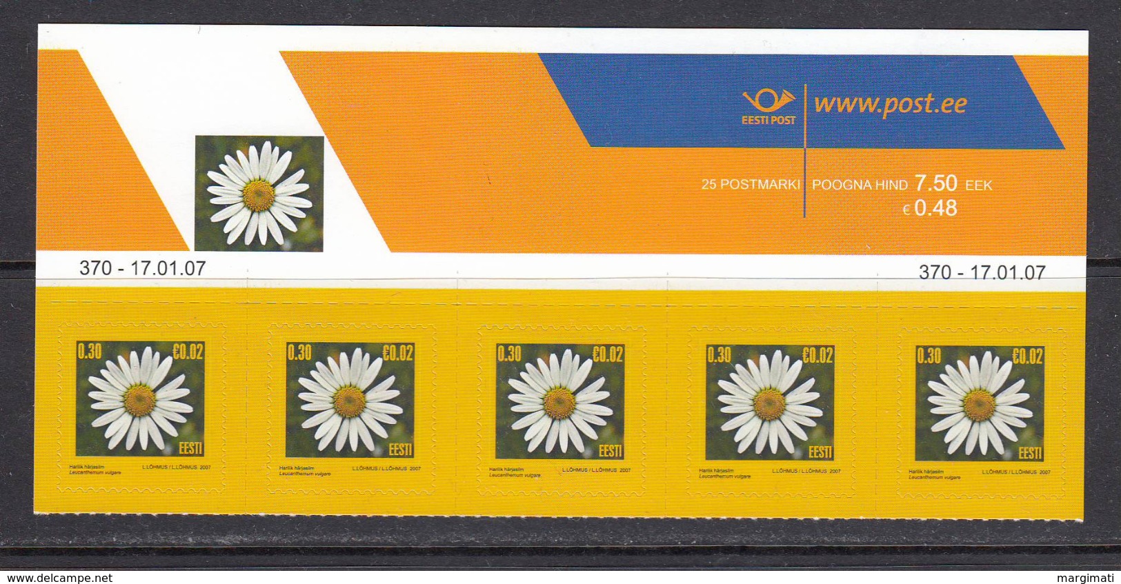 Estland 2007. Oxeye Daisy. Zd. MNH. Pf. - Estland