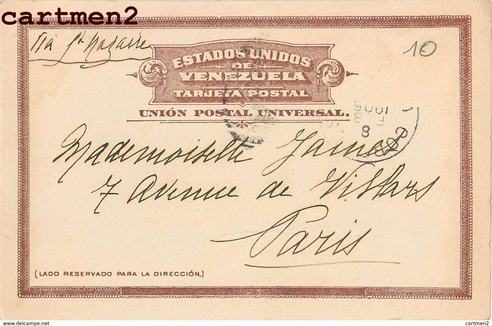 SALUDO DE VENEZUELA MERCADO DE CARACAS 1900 - Venezuela