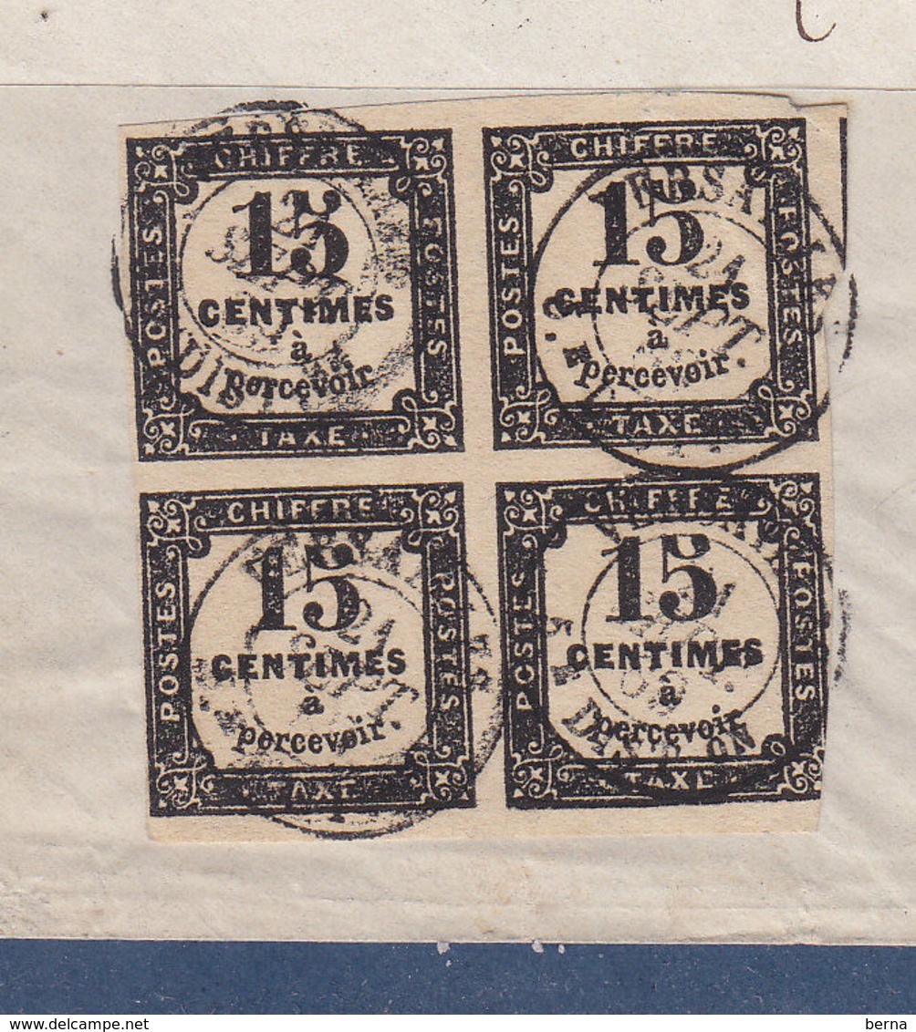 FRANCE TAXE 3B BLOC DE 4 SUR LETTRE + CONVOYEUR STATION VERSAILLE RARE - 1859-1959 Lettres & Documents