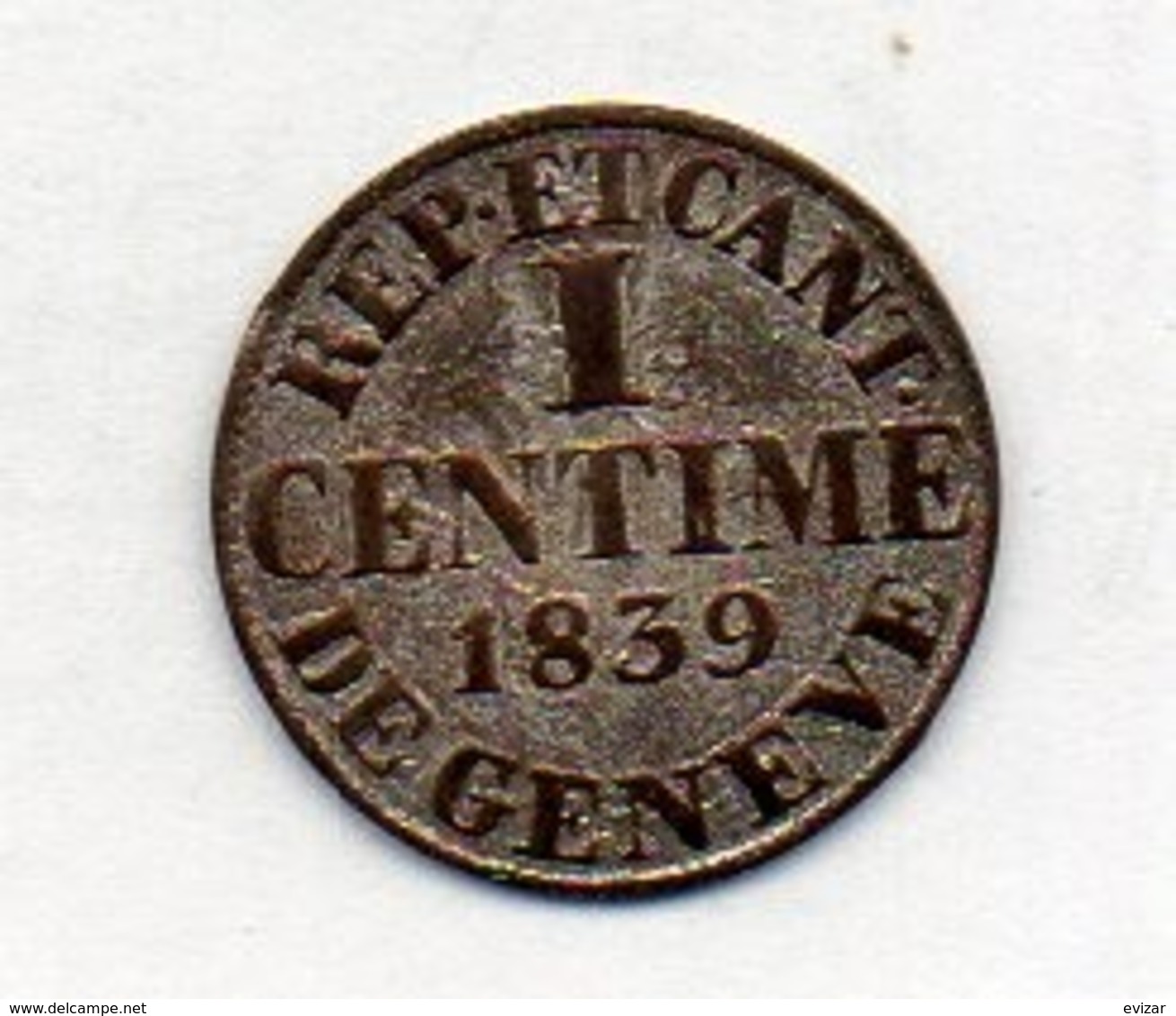 Suisse Canton GENEVE, 1 Centime, Billon, 1839, KM #125 - Autres & Non Classés