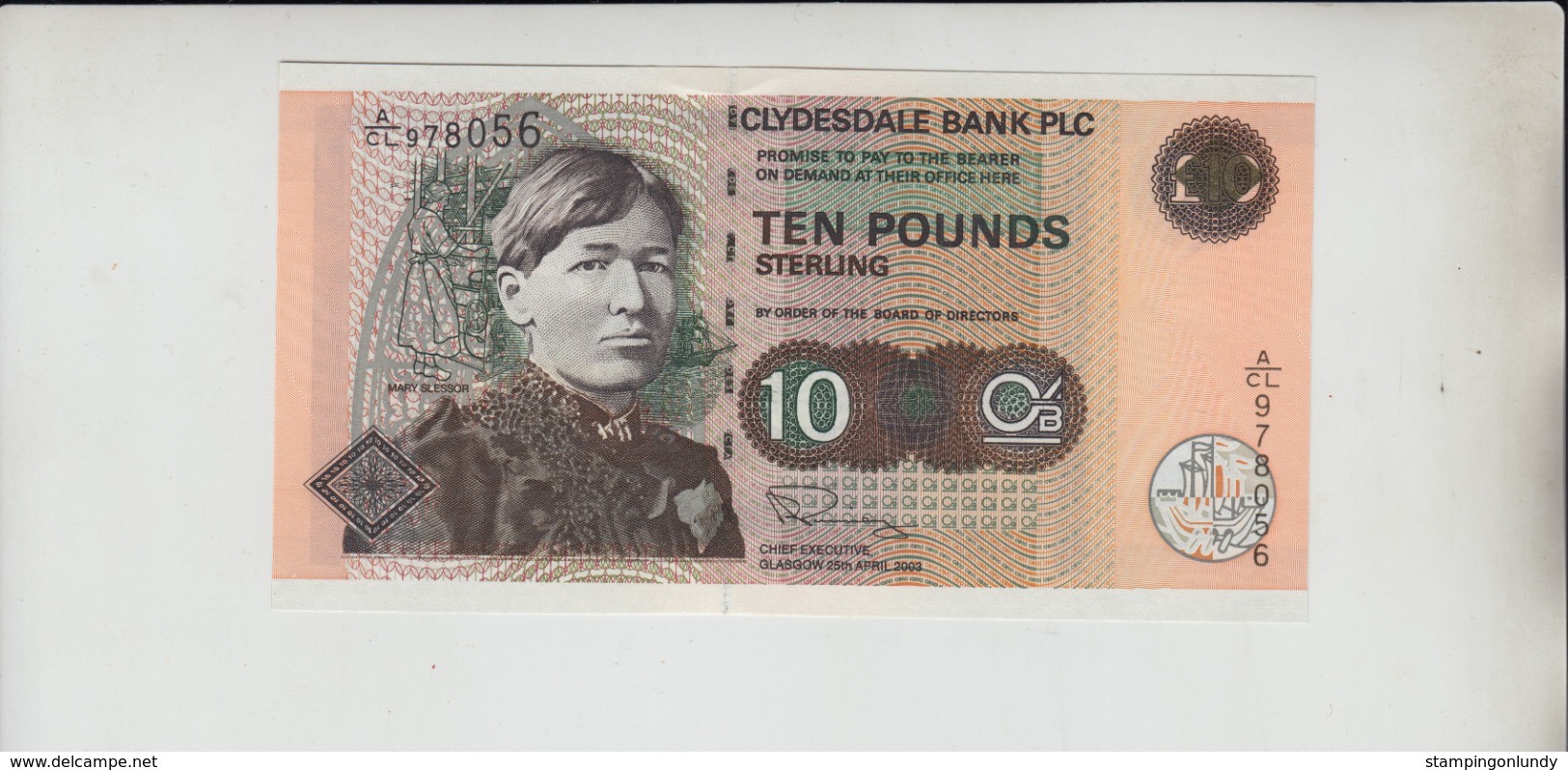 AB622 Clydesdale Bank PLC £10 Note 25th April 2003 # A/CL 978056 FREE UK P+P BUY 1 GET 1 (CHEAPEST) 1/2 PRICE BANKNOTES - 10 Pounds