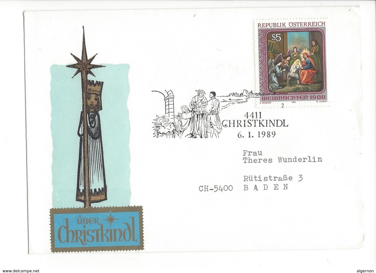 22478 - Christkindl 1989 Cover Pour Baden 06.01.1989 - Noël