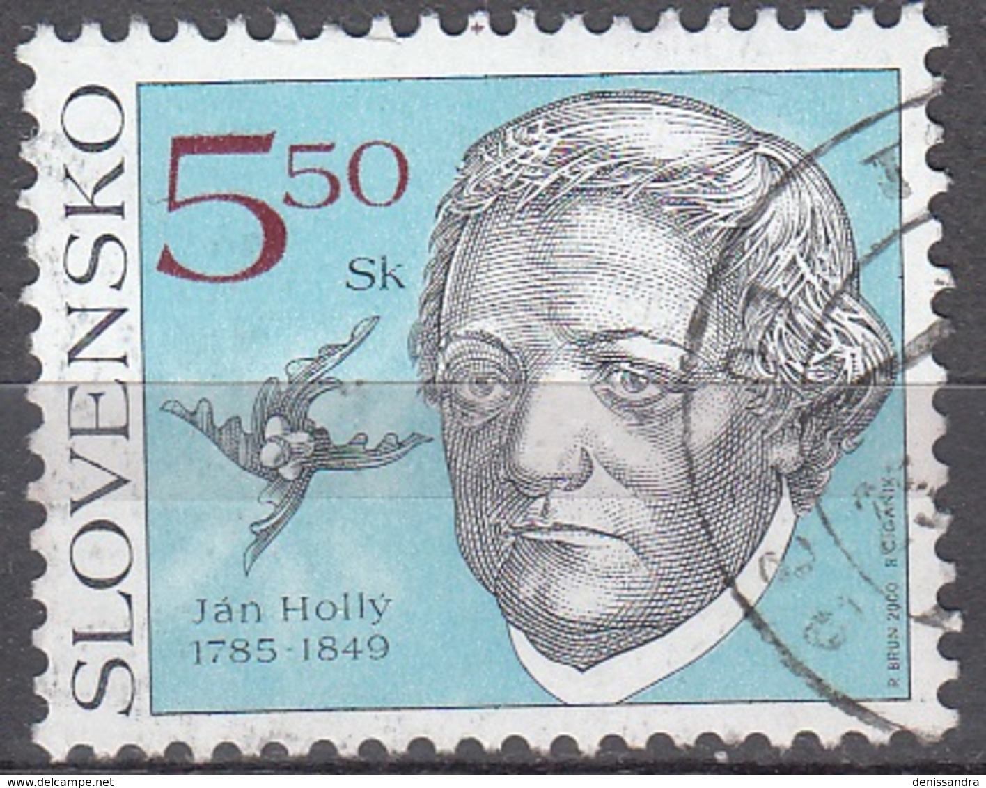 Slovensko 2000 Michel 367 O Cote (2009) 0.30 Euro Poète Ján Hollý Cachet Rond - Used Stamps