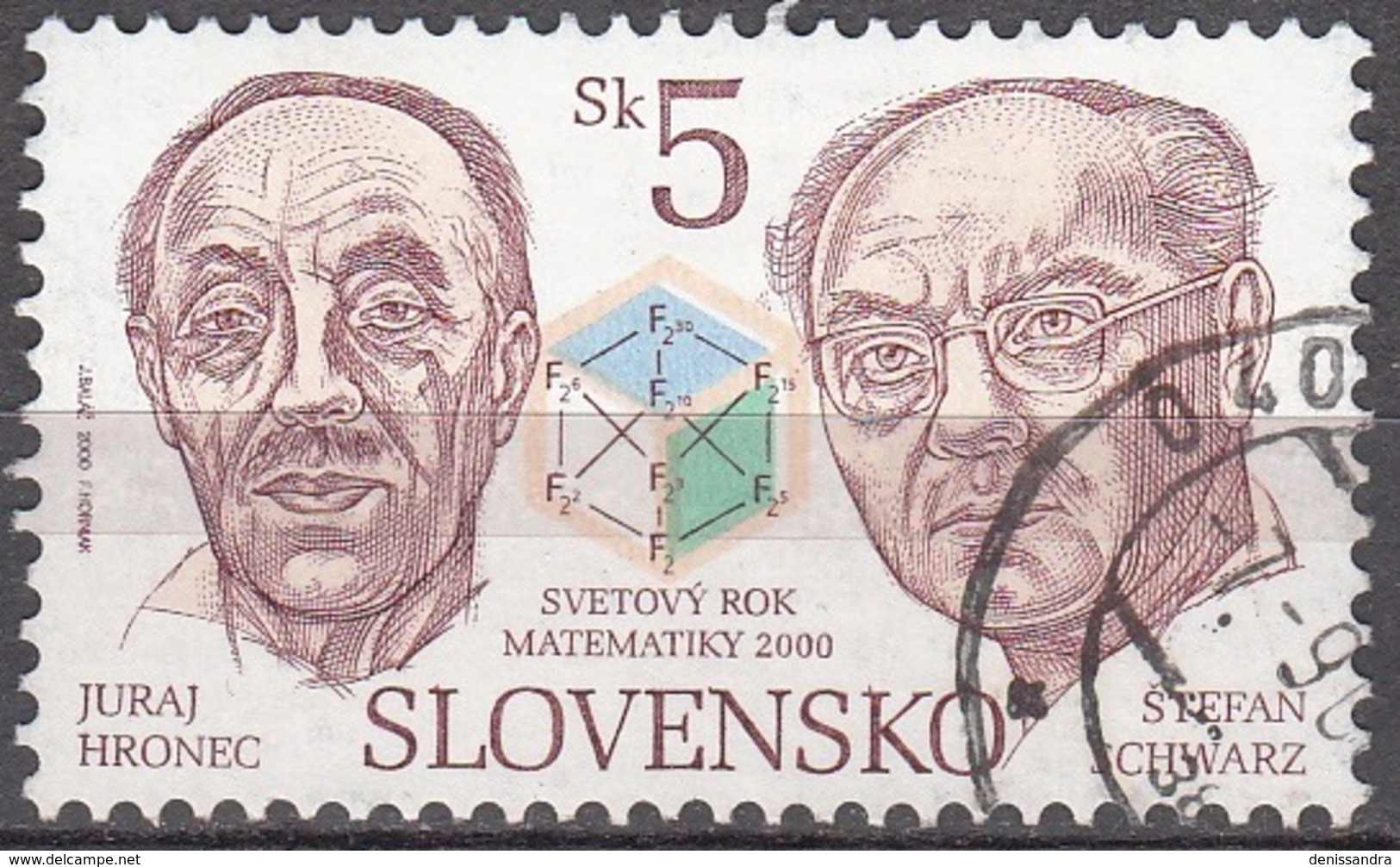 Slovensko 2000 Michel 365 O Cote (2009) 0.30 Euro Mathématiciens Juraj Hronec & Stefan Schwarz Cachet Rond - Oblitérés