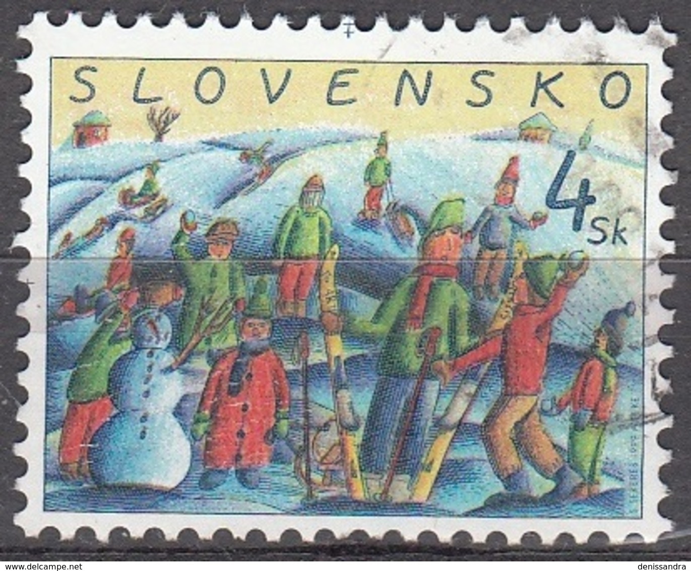 Slovensko 1999 Michel 354 O Cote (2009) 0.20 Euro Noël L'hiver Cachet Rond - Oblitérés